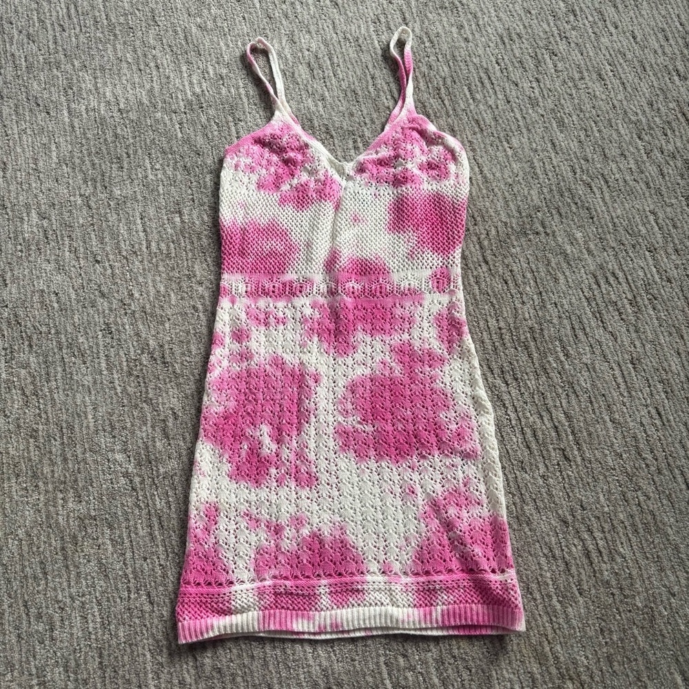 Pink and White Knit Dress